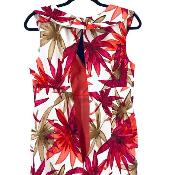 Dress Barn Dress Womens 12 White Pink Floral Wedding Vacation Formal Modest - Picture 6 of 9